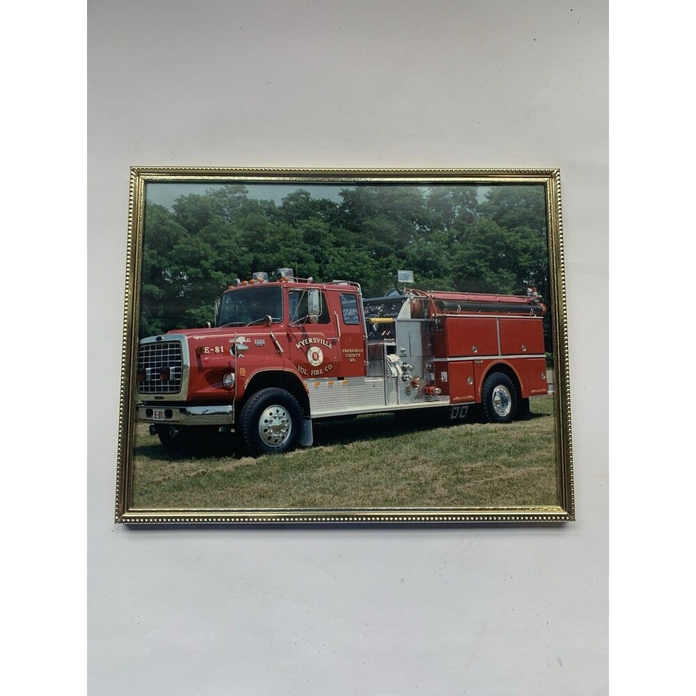Vintage 1990s Myersville MD Fire Co Truck Photo 8” X 10”